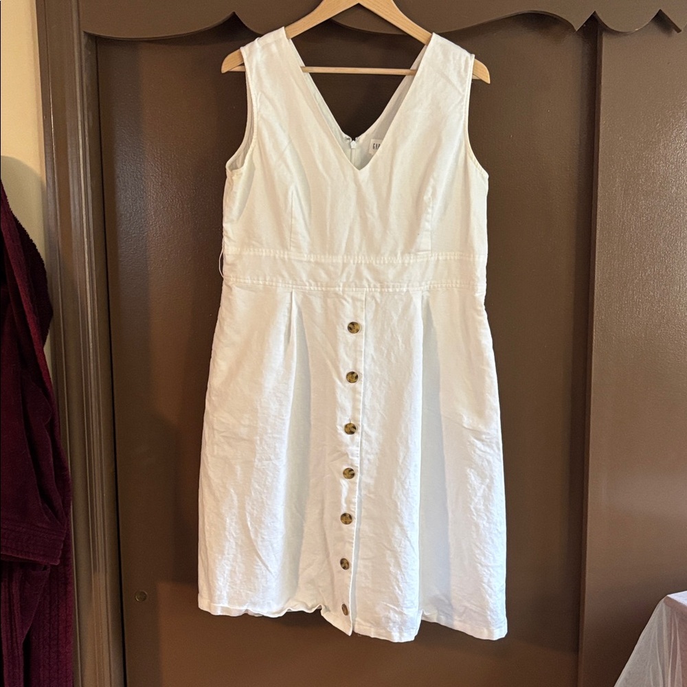 GAP White Button-Front Midi Dress